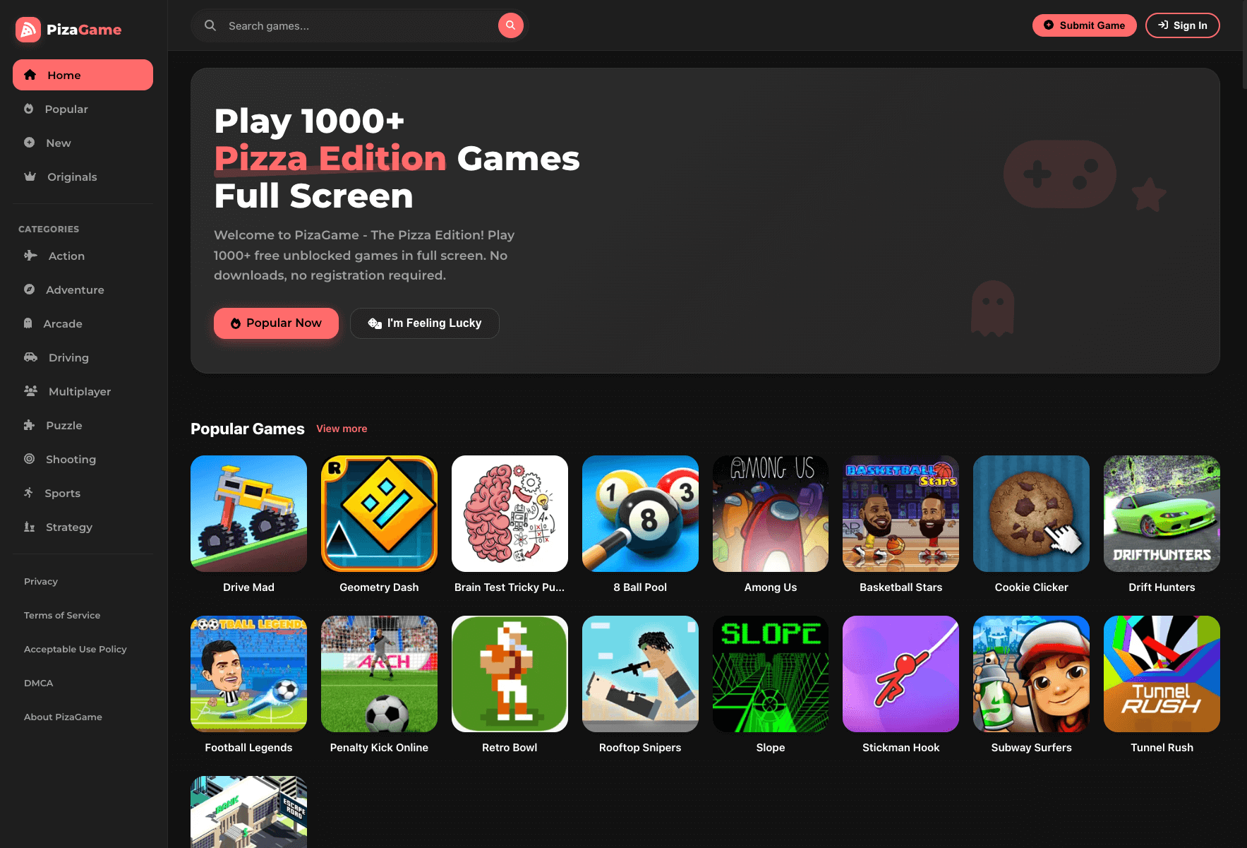 PizaGame - the Pizza Edition Games